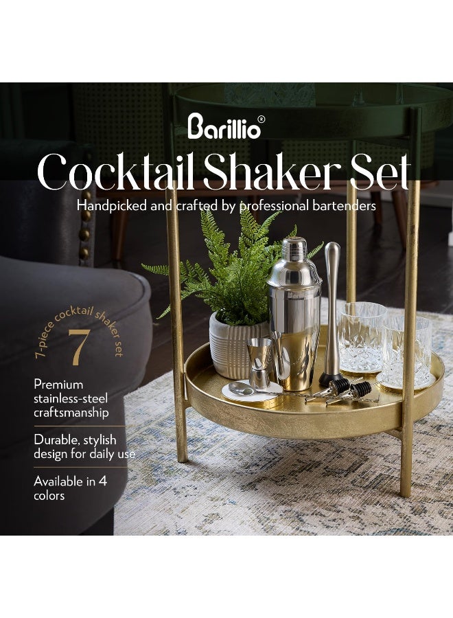 Barillio Mixology Bartender Kit - 8-Pc Stainless-Steel Travel Cocktail Shaker Set with Bag - Bar Tools Set w/Martini Shaker, Drink Mixer Spoon & Mojito Muddler for Cocktails - Bar & Bartending Kit - Image 2